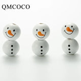 DIY 20mm Christmas Snowman Wooden Beads for Jewelry Making