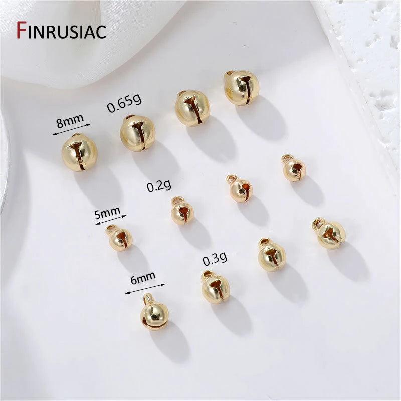14K Plated Brass Jingle Bells Dangle Charms For Christmas DIY Crafts