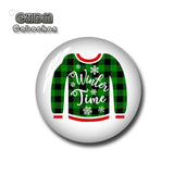Christmas Tree Glass Dome Cabochon, Various Sizes Picture Bead - FJ2337