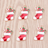 10pcs Enamel Christmas Sock Charms Pendants for DIY Jewelry Making