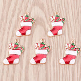 10pcs Enamel Christmas Sock Charms Pendants for DIY Jewelry Making