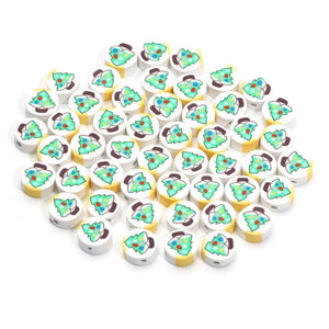 20pcs Christmas Tree Spacer Beads Polymer Clay Round Beads for Jewelry Making