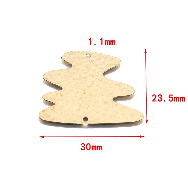 10Pcs Brass Charms Christmas Tree Earrings Pendant Connectors DIY