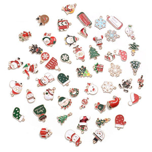 10pcs Christmas Pendant Charms, Hat Tree Bear Snowmen DIY Jewelry Making