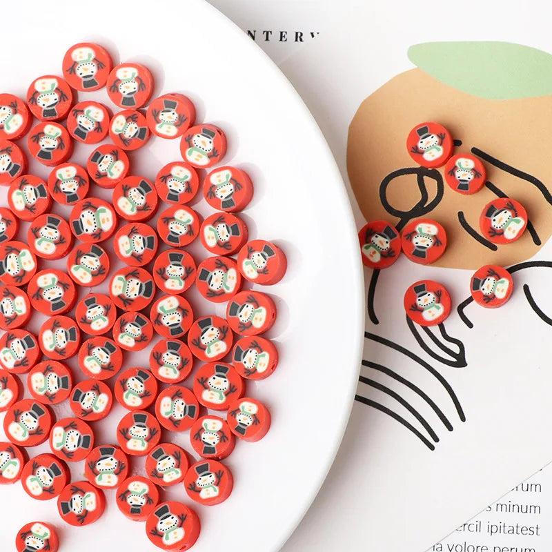 Christmas Snowman Clay Beads for Jewelry Making