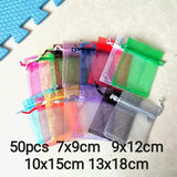 50pcs Organza Gift Bags Drawstring Jewelry Packaging Wedding Party Supplies