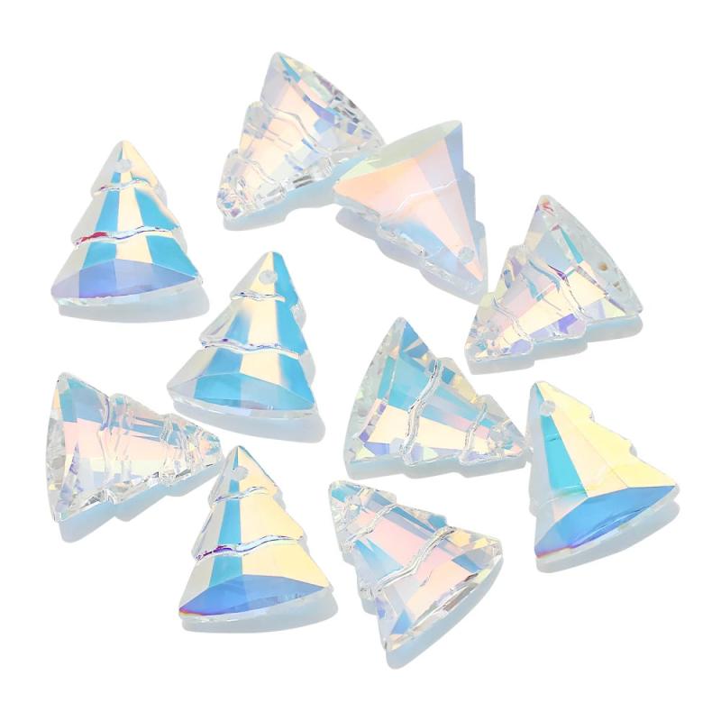 10Pcs/Lot 13x16mm Christmas Tree Crystal Beads DIY Charms Necklace Earrings