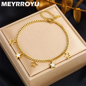 316 Stainless Steel Star Mirror Pendant Bracelet Women Girls Birthday Gift