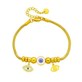 Vintage Eye Beads Charm Bracelet For Women 316L Stainless Steel Bangle