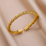 316L Stainless Steel Thick Twisted Rope Bangle Hip Hop Bracelet