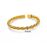 316L Stainless Steel Thick Twisted Rope Bangle Hip Hop Bracelet