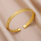 Vintage Woven Wide Bangle 316L Stainless Steel Bracelet