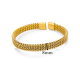 Vintage Woven Wide Bangle 316L Stainless Steel Bracelet