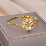 316L SS Heart Stone Bangles Bohemian Bracelets Christmas Gift