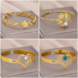 316L SS Heart Stone Bangles Bohemian Bracelets Christmas Gift