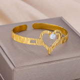 316L SS Heart Stone Bangles Bohemian Bracelets Christmas Gift