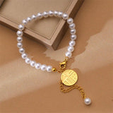 Stainless Steel pearl blessing Bracelet for Women Wedding Christmas Gift