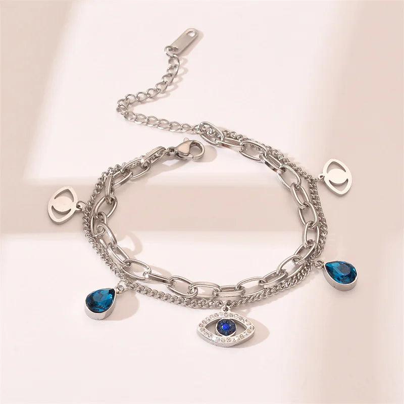 Multilayer Stainless Steel Eye Bracelet for Women
