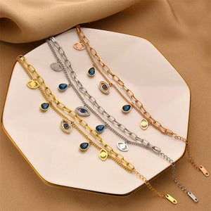 Multilayer Stainless Steel Eye Bracelet for Women