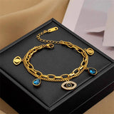 Multilayer Stainless Steel Eye Bracelet for Women