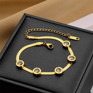 316L Stainless Steel circular zircon Bracelet for Women