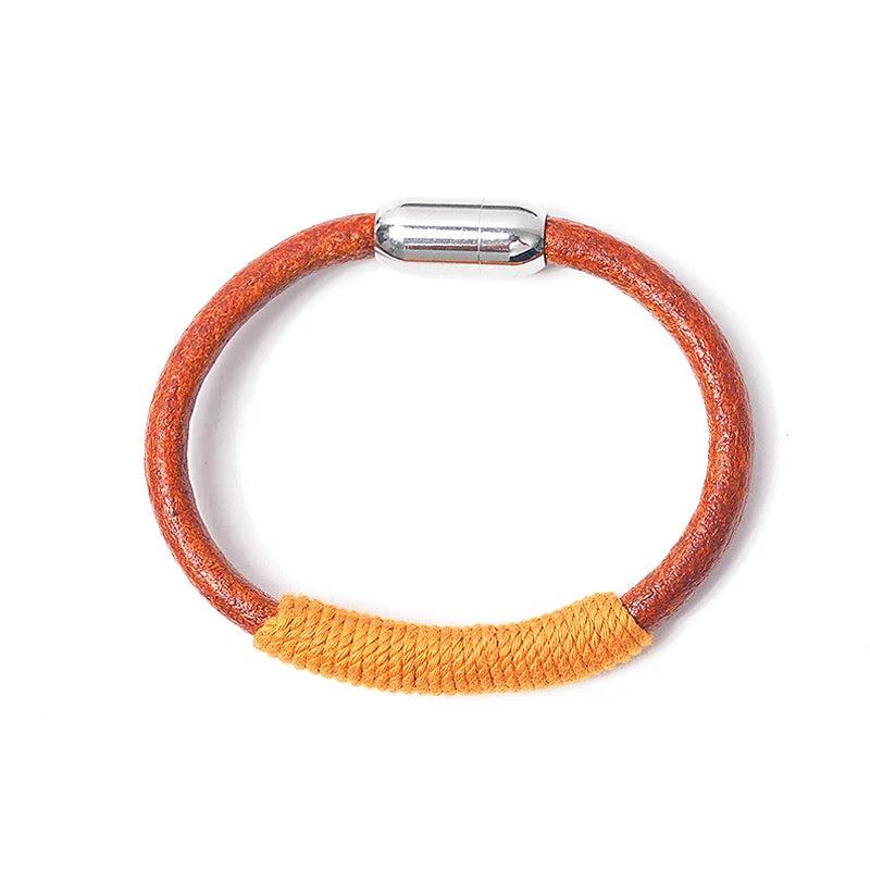 Vintage Leather Rope Bracelets with Magnet Metal Buckle