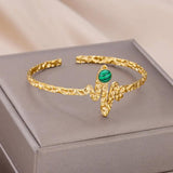 Turquoise Heartbeat Texture Bangle Plated Stainless Steel Cuff Bracelet