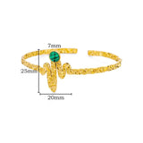 Turquoise Heartbeat Texture Bangle Plated Stainless Steel Cuff Bracelet