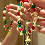 Christmas Beaded Bracelet Xmas Pearl Bell Tree Snowflake Star