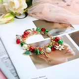 Christmas Beaded Bracelet Xmas Pearl Bell Tree Snowflake Star