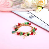 Christmas Beaded Bracelet Xmas Pearl Bell Tree Snowflake Star