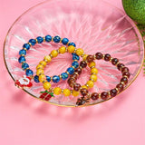 3pc Christmas Beaded Bracelets Women Girls Tree Santa Snowman Pendant Bangles