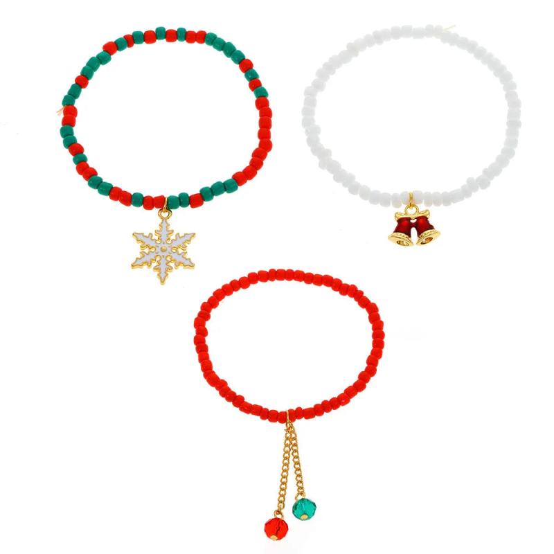 Christmas Rice Beads Snow Bracelet Set for Women