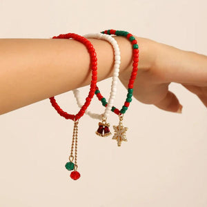 Christmas Rice Beads Snow Bracelet Set for Women