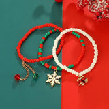Christmas Rice Beads Snow Bracelet Set for Women