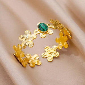 Turquoise Bangles for Women Stainless Steel Cuff Bracelet Vintage Jewelry