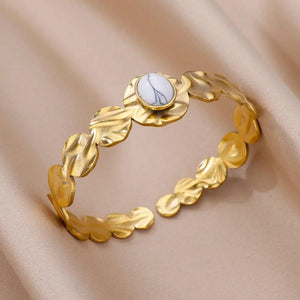 Turquoise Bangles for Women Stainless Steel Cuff Bracelet Vintage Jewelry