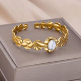 Turquoise Bangles for Women Stainless Steel Cuff Bracelet Vintage Jewelry