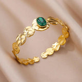 Turquoise Bangles for Women Stainless Steel Cuff Bracelet Vintage Jewelry
