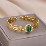 Turquoise Bangles for Women Stainless Steel Cuff Bracelet Vintage Jewelry