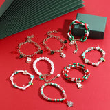 Christmas Santa Claus Bracelet Christmas Tree Pearl Bracelet Set Women Jewelry