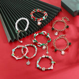 Christmas Santa Claus Bracelet Christmas Tree Pearl Bracelet Set Women Jewelry