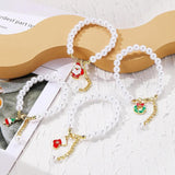 Christmas Santa Claus Bracelet Christmas Tree Pearl Bracelet Set Women Jewelry