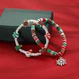 Christmas Santa Claus Bracelet Christmas Tree Pearl Bracelet Set Women Jewelry