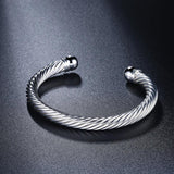Twisted Wire Bangle 925 Silver Cuff Bracelet for Women