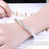 Twisted Wire Bangle 925 Silver Cuff Bracelet for Women