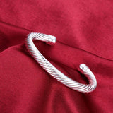Twisted Wire Bangle 925 Silver Cuff Bracelet for Women