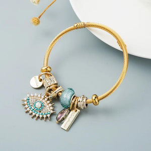 Evil Eye Butterfly Love Bracelet for Women Metal Bangle Christmas Gift
