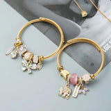 Evil Eye Butterfly Love Bracelet for Women Metal Bangle Christmas Gift