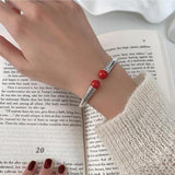 Red Match Hip Hop Thai Silver Ladies Bangle Promotion Jewelry For Women